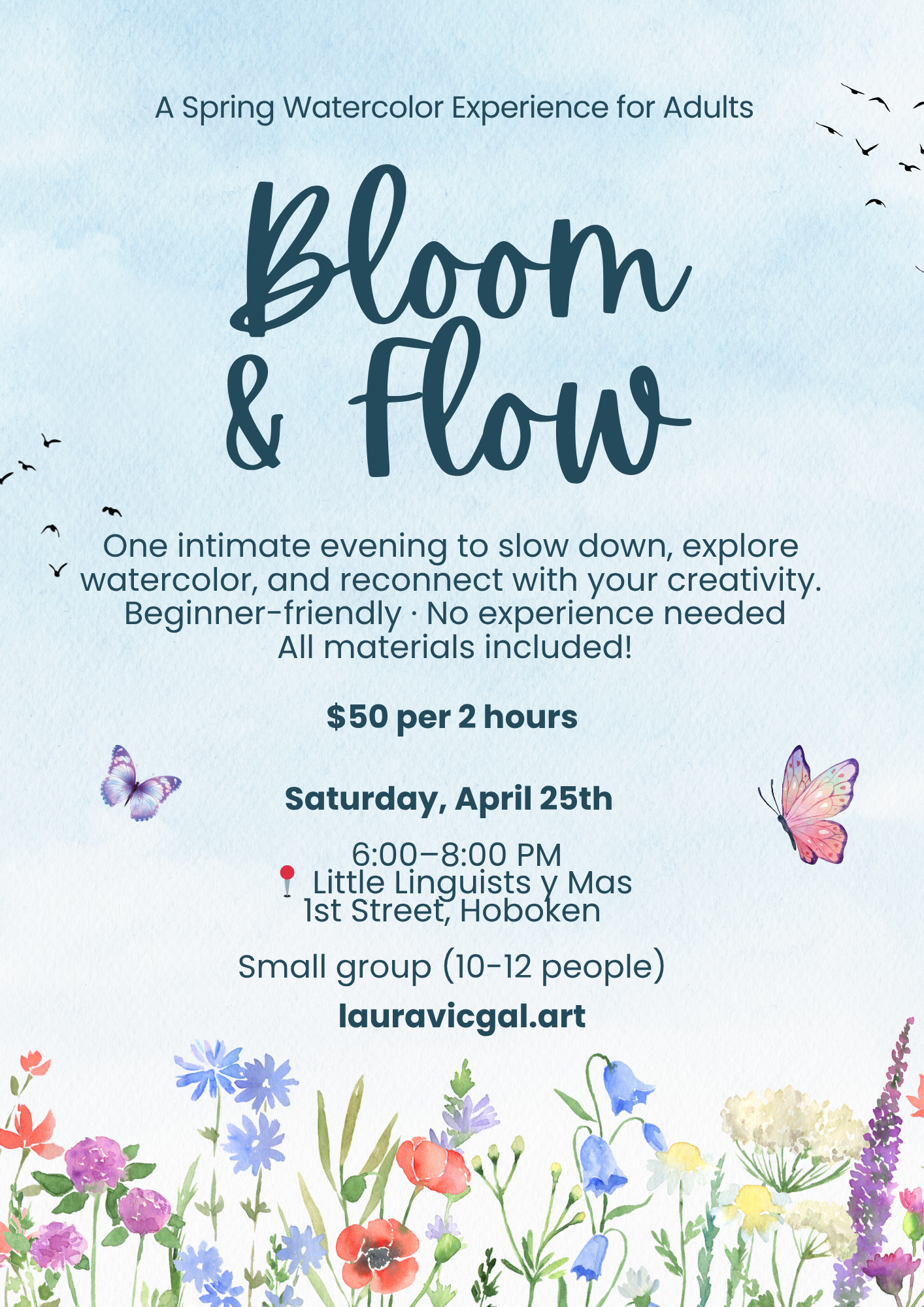 Bloom & Flow: Spring watercolor experience for adults